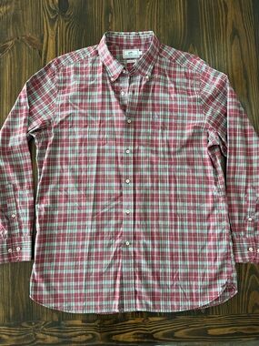 Southern Tide Classic Fit Men’s Button-Down Plaid Shirt Red / White Large